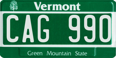 VT license plate CAG990
