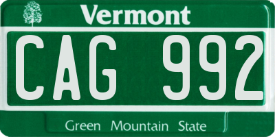 VT license plate CAG992