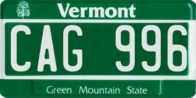 VT license plate CAG996