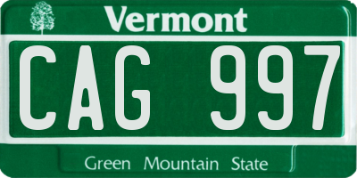VT license plate CAG997