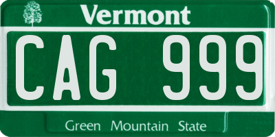 VT license plate CAG999