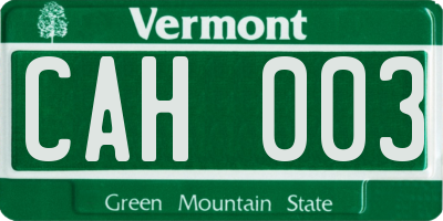 VT license plate CAH003