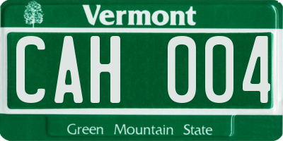 VT license plate CAH004