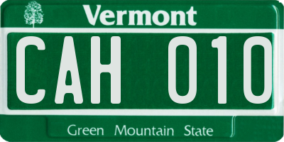 VT license plate CAH010