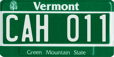 VT license plate CAH011