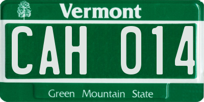 VT license plate CAH014
