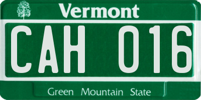 VT license plate CAH016