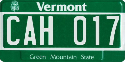 VT license plate CAH017
