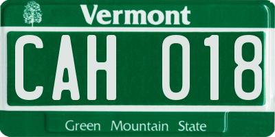 VT license plate CAH018