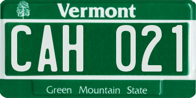 VT license plate CAH021