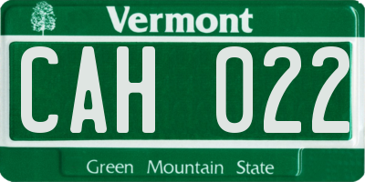 VT license plate CAH022