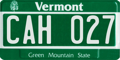 VT license plate CAH027