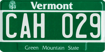 VT license plate CAH029