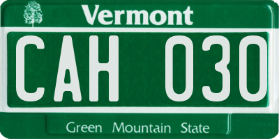 VT license plate CAH030