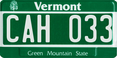 VT license plate CAH033