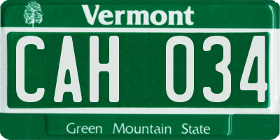 VT license plate CAH034
