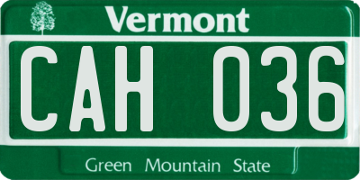 VT license plate CAH036