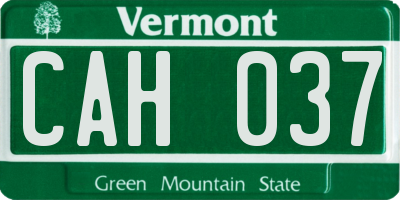 VT license plate CAH037