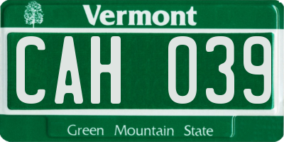 VT license plate CAH039