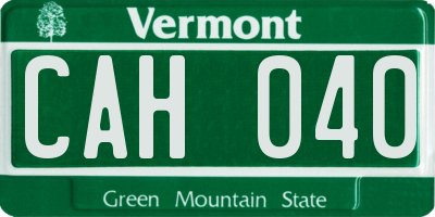 VT license plate CAH040