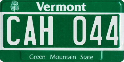 VT license plate CAH044