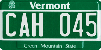 VT license plate CAH045