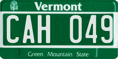 VT license plate CAH049