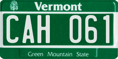 VT license plate CAH061