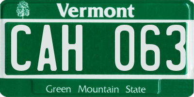 VT license plate CAH063