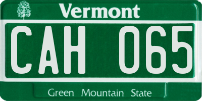 VT license plate CAH065