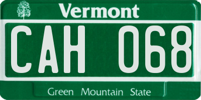 VT license plate CAH068