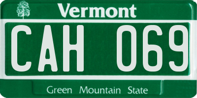 VT license plate CAH069
