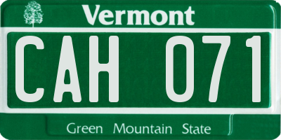 VT license plate CAH071