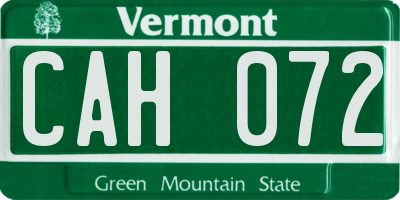 VT license plate CAH072