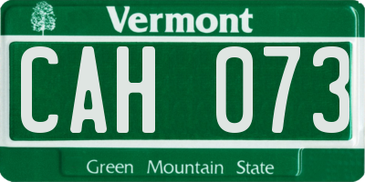 VT license plate CAH073