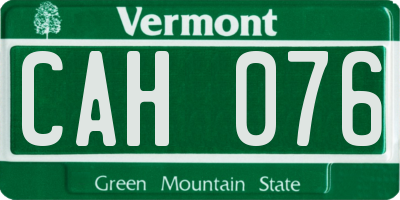 VT license plate CAH076
