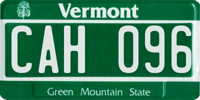 VT license plate CAH096