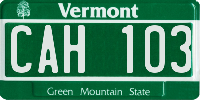 VT license plate CAH103