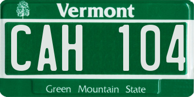 VT license plate CAH104