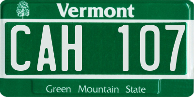 VT license plate CAH107