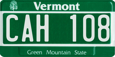 VT license plate CAH108