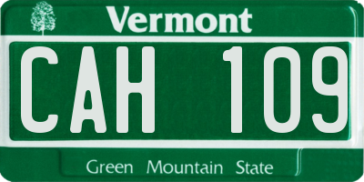 VT license plate CAH109