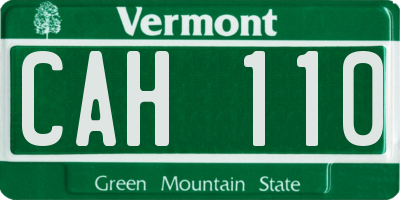 VT license plate CAH110