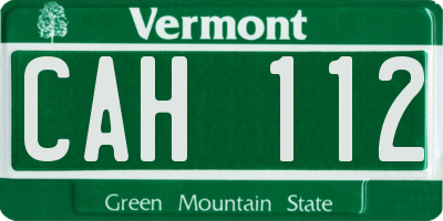 VT license plate CAH112