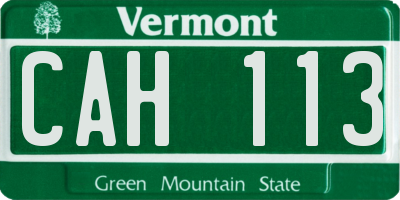 VT license plate CAH113