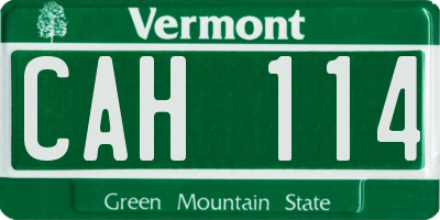 VT license plate CAH114