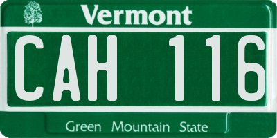 VT license plate CAH116