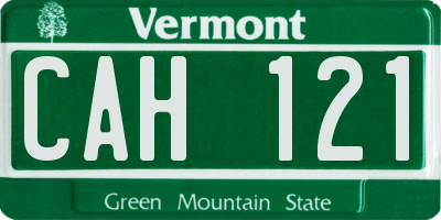 VT license plate CAH121