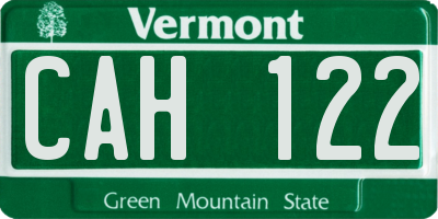 VT license plate CAH122