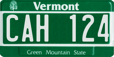 VT license plate CAH124